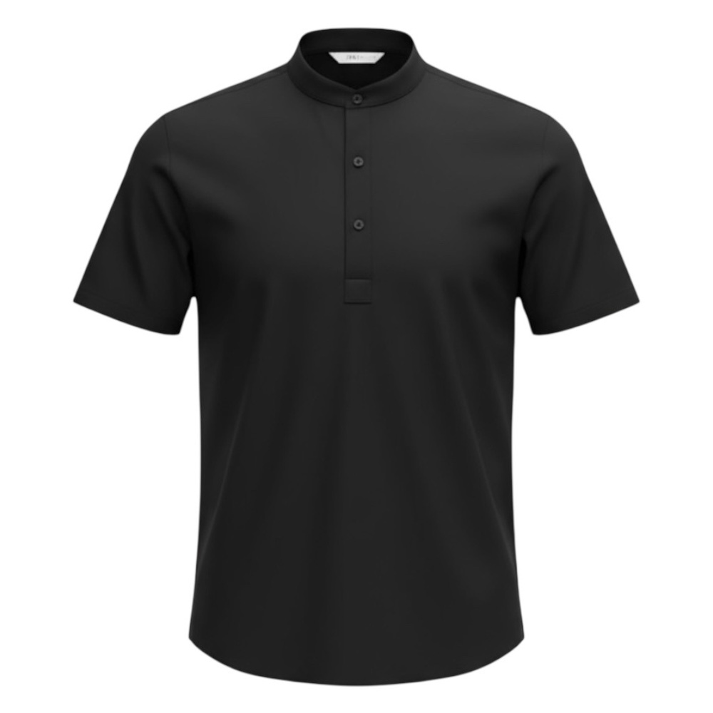 🕶️ Zara Men’s Super Slim Fit Shirt Size XL Half Button Mandarin Collar Blackout